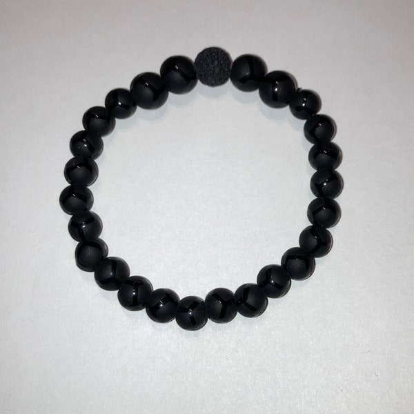 Onyx and lava stack bracelet