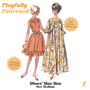 1960s Misses Muu Muu Sewing Pattern 6340, Size Medium, DIGITAL DOWNLOAD pattern - PDF