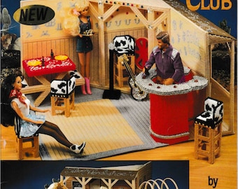 DOWNLOAD DIGITALE Libretto con motivo all'uncinetto in tela di plastica del club di danza country occidentale della bambola di moda