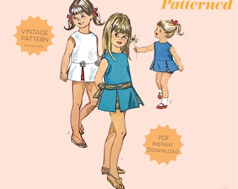 Cartamodello per abito plissettato e mutandine per bambini anni '60 6470, taglia 3, modello DOWNLOAD DIGITALE - PDF