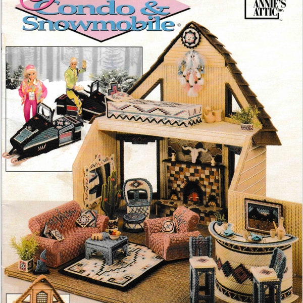 DIGITAL DOWNLOAD  Plastic Canvas Barbie Condo & Snowmobile Pattern Booklet