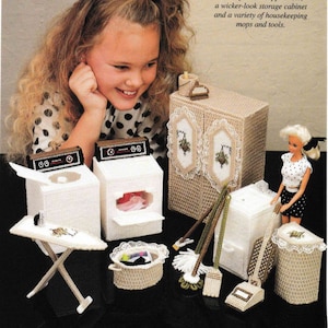 DIGITAL DOWNLOAD  Plastic Canvas Fashion Doll Laundry Room Pattern Booklet!