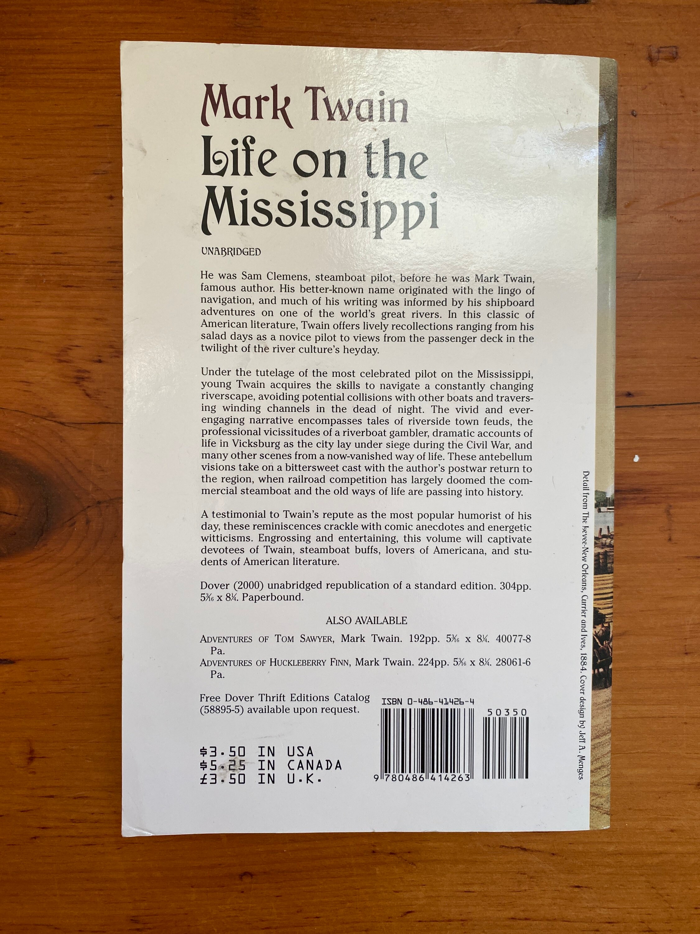 マーク・トウェイン著『ミシシッピ川の生涯』 - 2000年ドーバー