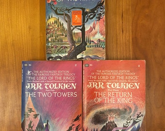 The Lord Of The Rings Trilogy by J.R.R. Tolkien - 1960s Ballantine Paperback Set - Barbara Remington Art