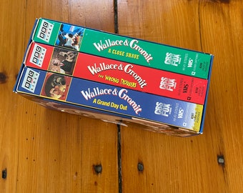Wallace and Gromit Three Movie Box Set - 3 VHS Cassettes - 1990s - Grand Day Out - The Wrong Trousers - A Close Shave