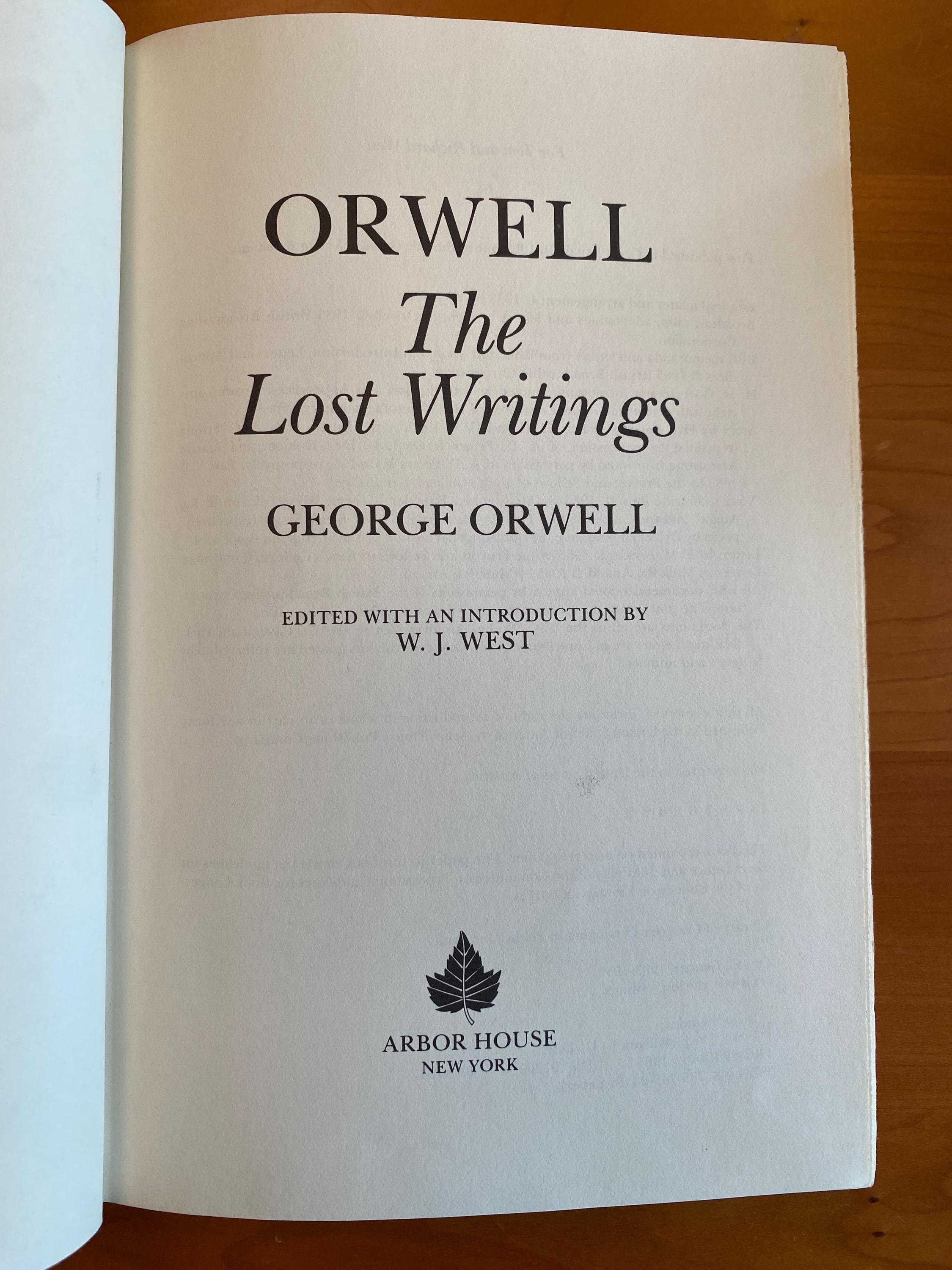 The Lost Writings by George Orwell - Arbor House 1985 - Etsy