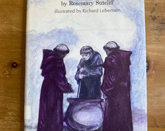May include: The Witch's Brat by Rosemary Sutcliff, illustrated by Richard Lebenson. The cover features a watercolor illustration of three figures in purple robes standing around a cauldron.