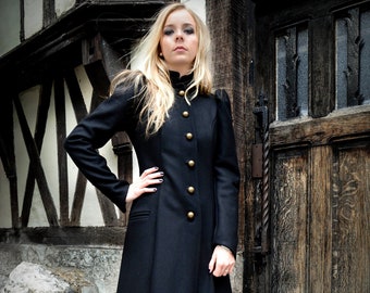 Manteau long noir Victorien-Steampunk.