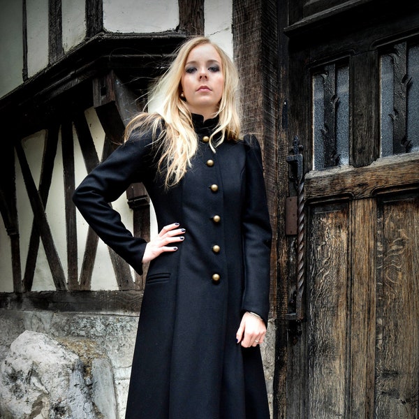 Manteau long noir Victorien-Steampunk.