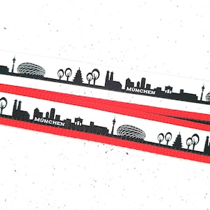 2 m oder mehr München Skyline Webband in schwarz-weiß - Lieferung in einem Stück!