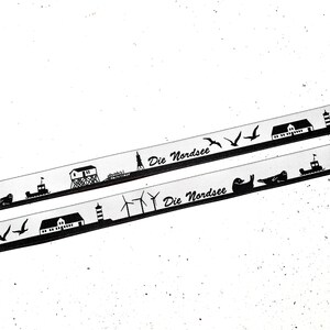 2 m oder mehr Nordsee Region Skyline Webband in schwarz-weiß Lieferung in einem Stück Bild 2