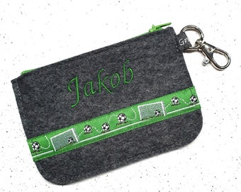 Felt mini wallet football Tooor with desired name or without name with choice of felt color