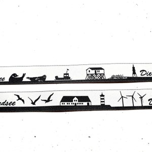 2 m oder mehr Nordsee Region Skyline Webband in schwarz-weiß Lieferung in einem Stück Bild 4