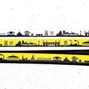 Dortmund Skyline Webband in schwarz-gelb und in schwarz-weiß - Lieferung je Farbe in einem Stück!