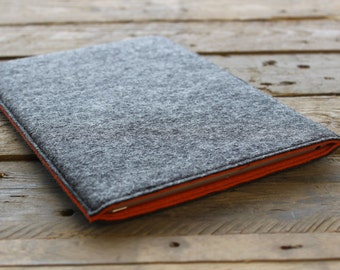 iPad Sleeve, Tablet Sleeve, Amazon, Custom, Mottled Dark Grey Outer and Choice of Lining Colours, 100% Wool Felt