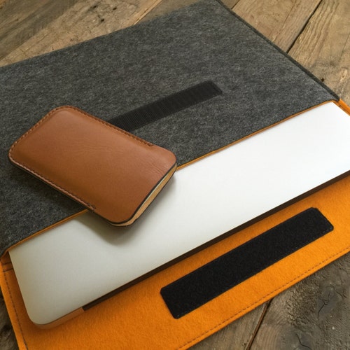 Felt Laptop Bag Organizer Sleeve Pocket With Metal Etsy