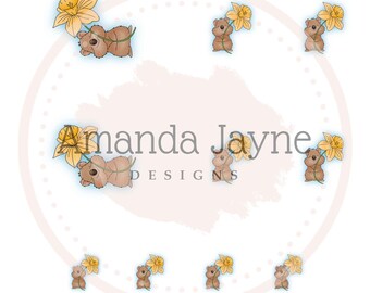 Coloured printable - Daffodil quokka - PDF - Amanda Jayne Designs