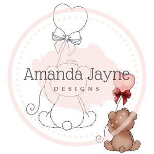 Tied with a bow digital stamp| bear digi stamp| valentine’s printable| bear clipart