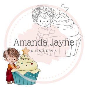 Cupcake Junge, digitaler Stempel zum Kartenbasteln, Clipart, bedruckbar, Sohn, Neffe, Bruder, Enkel