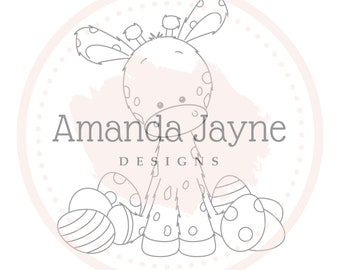 Easter giraffe digi stamp, Easter digi, new baby digi stamps, digital download, Amanda Jayne Designs