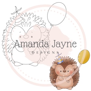 Timbre numérique d'anniversaire hérisson, tampon digi, clipart, imprimable, anniversaire, fournitures pour fabrication de cartes, scrapbooking