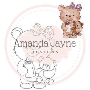 Sello digital "Es una niña osa" para hacer tarjetas, sello digital, clipart, imprimible, nuevo bebé, niña, suministros para hacer tarjetas, scrapbooking