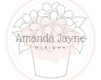 Pot of flowers Digital Stamp - digi, cardmaking, Amanda Jayne Designs , floral digi's