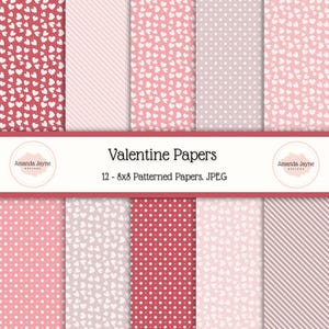 Valentinstag digitales Papierpaket, JPEG, Scrapbooking-Papiere, Kartenherstellungszubehör,