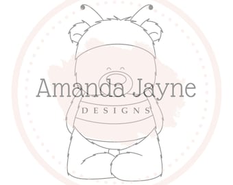 Bumble bee Bear digi stamp, digital stamp, Amanda Jayne Designs