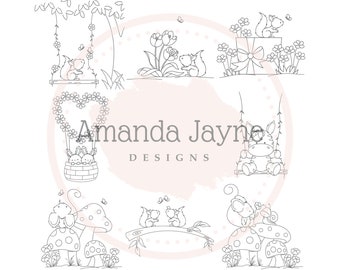 Lot de tampons numériques Amour et amitié, tampons numériques, Amanda Jayne Designs