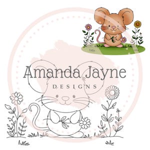 Carimbo digital Summer Mouse, carimbo digital, clipart, imprimível, aniversário, suprimentos para fazer cartões, scrapbooking