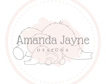 Mother and baby elephant digital stamp, digi stamp, Amanda Jayne Designs