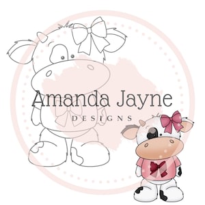Bow T shirt Cow Digital stamp| valentines digi| digi stamps| eco friendly| printable cards