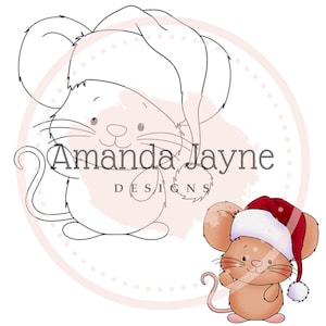 Carimbo digital de rato de Natal, carimbo digital, clipart, para impressão, carimbo de feriado, materiais para fazer cartões, scrapbooking