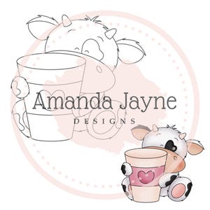 Sello digital de vaca Latte Love, sello digital, clipart, imprimible, Galentine’s, San Valentín, suministros para hacer tarjetas, scrapbooking