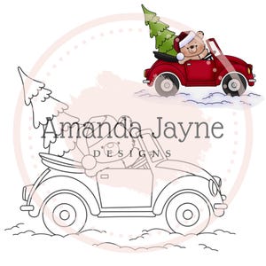 Sello digital "Oso de Navidad", sello digital, clipart, imprimible, cumpleaños, amante de los coches, suministros para hacer tarjetas, scrapbooking