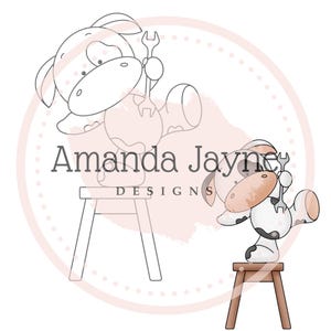 DIY cow digital stamp, digi stamp, clipart, printable, birthday, card making supplies, scrapbooking