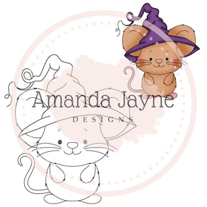 Witch  Mouse digital stamp, digi stamp, clipart, printable, Halloween , card making supplies, scrapbooking