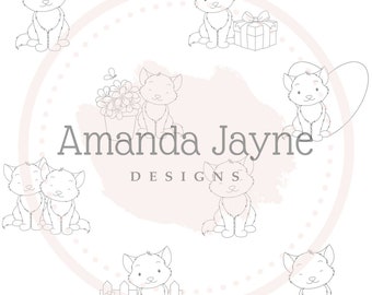 Amanda Jayne Designs Digital Stamp- Cat Collection, JPEG, birthday, anniversary, cat lover, kitten, new pet, new home, digital