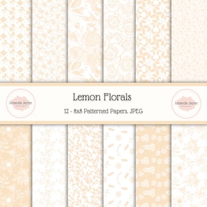 Zitronenblumen, digitales Papierpaket, JPEGs, Scrapbooking-Papiere, Kartenherstellungszubehör,