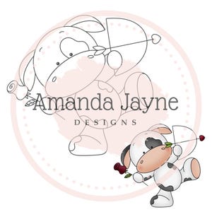 Cupid cow Digital stamp| Valentine’s Clipart | friend | digi stamps| eco friendly| printable cards