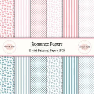 Romanze digitales Papier Set, JPEGs, Scrapbooking Papiere, Kartenherstellung Lieferungen,