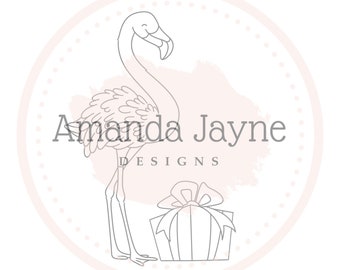 Flamingo Gift digital stamp, digi, tropical bird, card making, Amanda Jayne Designs