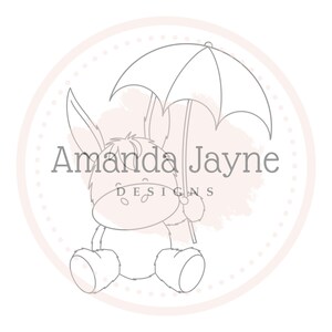 Umbrella donkey digital stamp, digi stamp, Amanda Jayne Designs