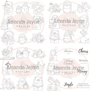 Ultimate Christmas Bundle - 146 Digital stamps, 50 christmas sentiments and 2024 calendar,JPEG