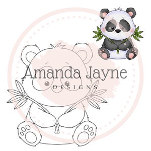 Carimbo digital Panda, carimbo digital, clipart, imprimível, aniversário, suprimentos para fazer cartões, scrapbooking