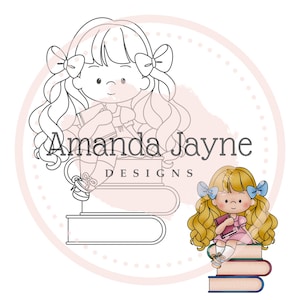 Sello digital "Chica ratón de biblioteca", sello digital, clipart, imprimible, hija, sobrina, amante de los libros, cumpleaños, suministros para hacer tarjetas, scrapbooking