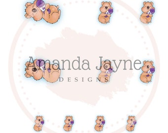 Coloured printable - Squish quokka - PDF - Amanda Jayne Designs