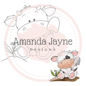 Gartenkuh, digitaler Stempel, digitale Stempel, Clipart, zum ausdrucken, Geburtstag, Karten machen, Scrapbooking