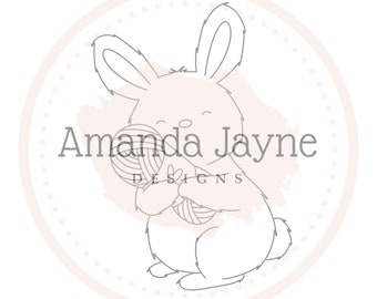 Bunny squishes digi stamp, yarn digital stamp, crochet digi, knitting digi, bunny digi stamp, Amanda Jayne designs